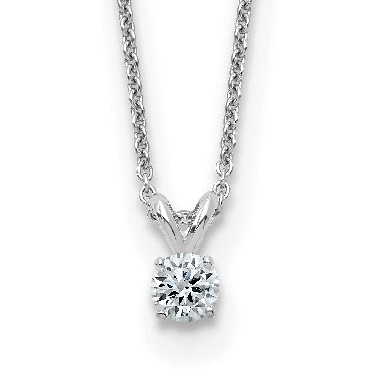 14kw 1/4ct. 4.0mm Round G H I True Light Moissanite Solitaire Necklace