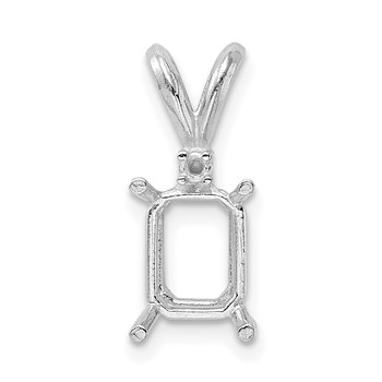 14kw Emerald 4-Prong with Diamond Accent 6 x 4mm Pendant Setting