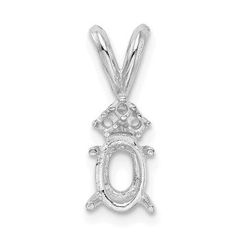 14kw Oval 4-Prong with 3 Diamond Accent 9 x 7mm Pendant Setting