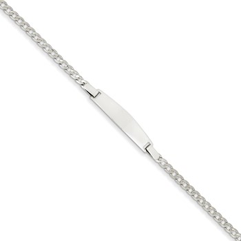 14k WG 7in Solid Polished Curb Link ID Bracelet