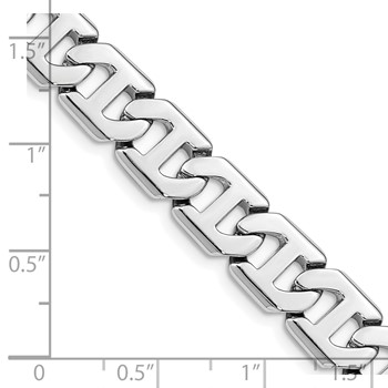 14K White Gold 24 inch 10.2mm Hand Polished Fancy Link with Box Catch Clasp Chain — alternate view