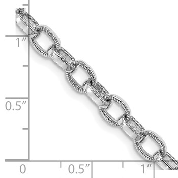 14K White Gold 20 inch 5mm Hand Polished with Ridged Edge Fancy Link Fancy Lobster Clasp Chain — alternate view