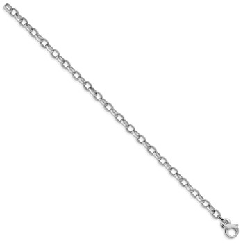 14K White Gold 7.5 inch 5mm Hand Polished with Ridged Edge Fancy Link Fancy Lobster Clasp Bracelet — alternate view