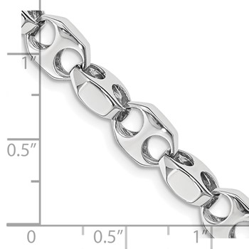 14K White Gold 24 inch 7.2mm Hand Polished Fancy Link with Fancy Lobster Clasp Chain — alternate view