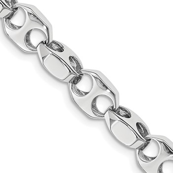 14K White Gold 24 inch 7.2mm Hand Polished Fancy Link with Fancy Lobster Clasp Chain