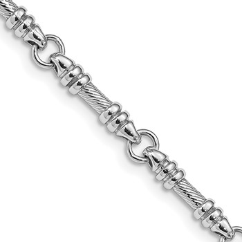 14K White Gold 18 inch 3.5mm Hand Polished and Textured Fancy Link with Fancy Lobster Clasp Chain