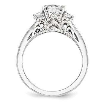 14KW AA Diamond Semi-mount 3-Stone Engagement Ring — alternate view