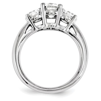 14k White Gold Round Moissanite 3 Stone Ring — alternate view