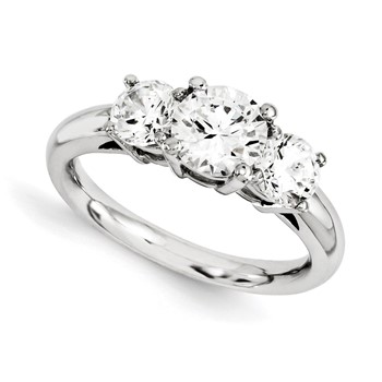 14k White Gold Round Moissanite 3 Stone Ring