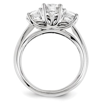 14k White Gold Round Moissanite 3 Stone Ring — alternate view