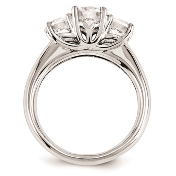14k White Gold Round Forever Brilliant 3 Stone Ring — alternate view