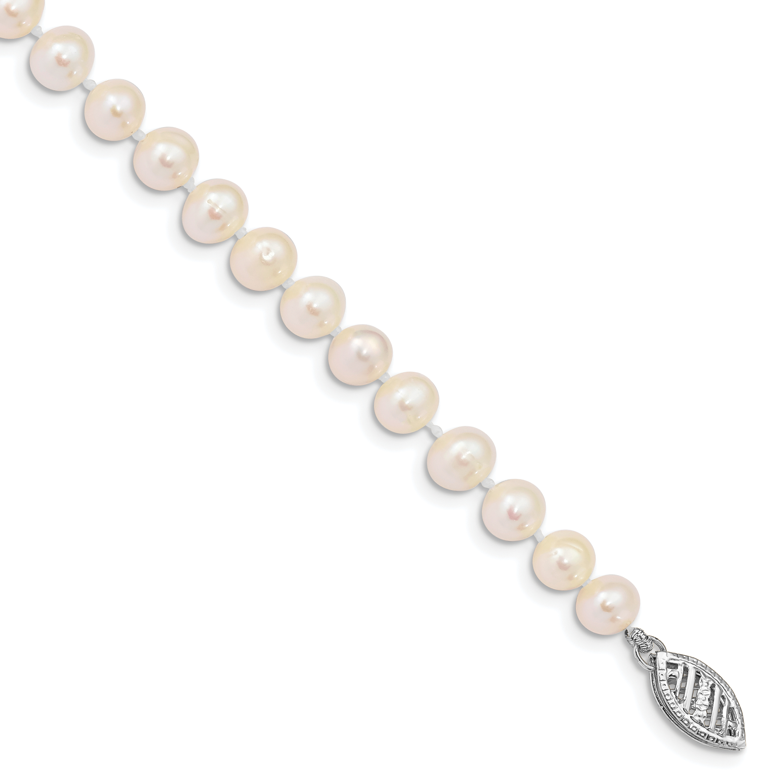 Pearl 5-6mm Near Round Freshwater Cultured 7.5 inch Bracelet Real 14k White Gold main product image