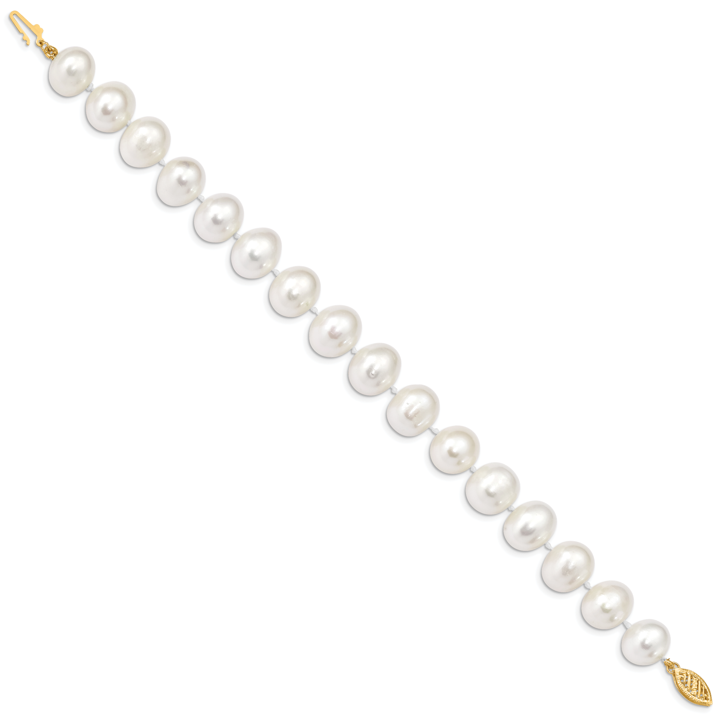 Pearl 10-11mm Near Round Freshwater Cultured 8.25 Bracelet Real 14k Yellow Gold product image view 2