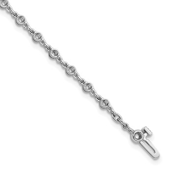 14k White Gold Holds 1.4 carat 24-2.5mm Round Diamond 2-prong 7 inch Tennis Bracelet Mounting