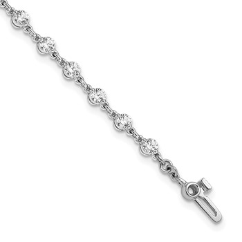 14k White Gold Holds 2.25 carat 22-3.0mm Round Diamond 2-prong 7 inch Tennis Bracelet Mounting