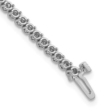 14k White Gold Holds 1.9 carat 68-1.9mm Round Diamond 2-prong 7 inch Tennis Bracelet Mounting