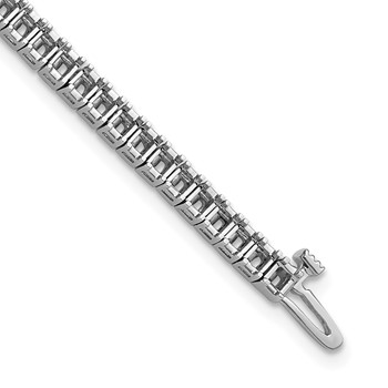14k White Gold Holds 5 carat 71-2.25mm Princess Diamond 4-prong 7 inch Tennis Bracelet Mounting