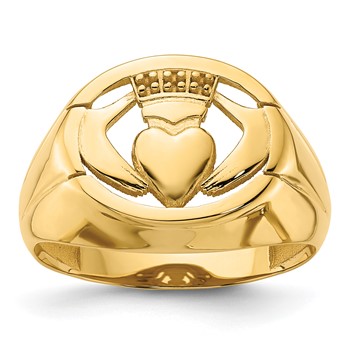 IB Goodman 14k Holds 3-1.0mm Diamonds Mens Claddagh Ring Mounting