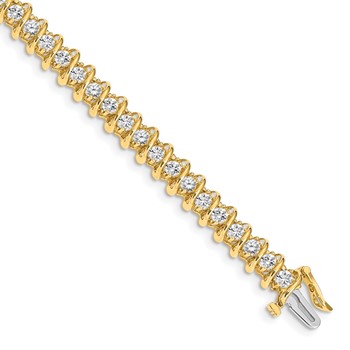 14k Holds 3.72 carat 40-2.9mm Round Diamond Fancy Spiral 7 inch Tennis Bracelet Mounting