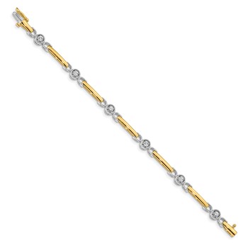 14k Two-tone Holds 1/2 carat 6-2.75mm Round Diamond Bar 7 inch Tennis Bracelet Mounting — alternate view