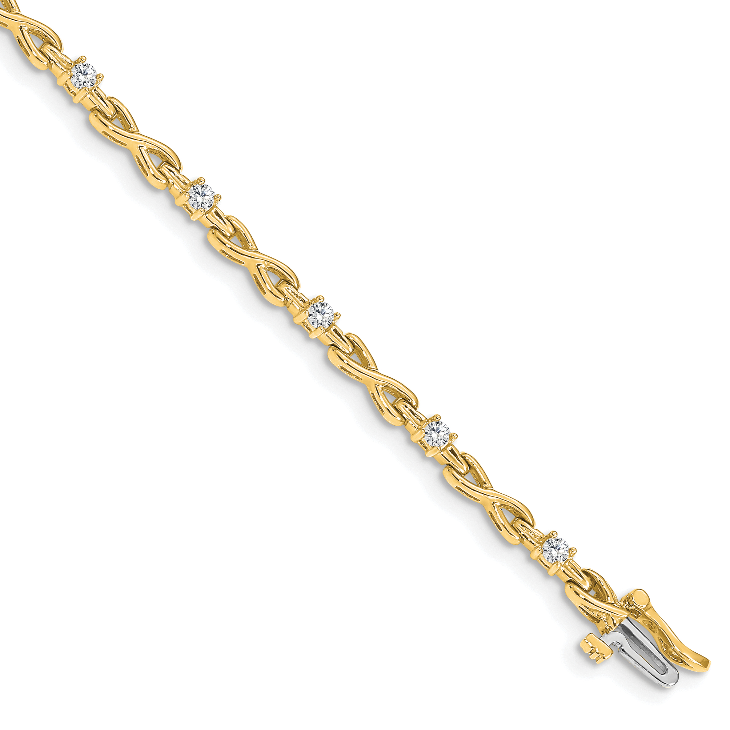 14k Complete 1/2 carat Round A Diamond 4-prong X-design 7 inch Tennis Bracelet