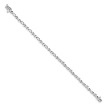 14k White Gold Holds 1/2 carat 11-2.2mm Round Diamond 4-prong X-design 7 inch Tennis Bracelet Mounting — alternate view