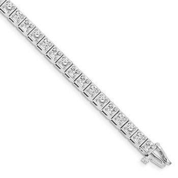 14k White Gold Holds 5.1 carat 34-3.4mm Round Diamond 4-prong 7 inch Tennis Bracelet Mounting