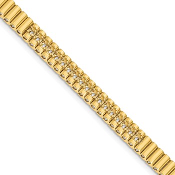 14k Holds 0.93 carat 18-2.4mm Round Diamond 4-prong 7-inch Link Bracelet Mounting