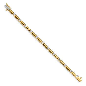 14k Holds 2.8 carat 13-3.8mm Round Diamond Bar Link 7 inch Tennis Bracelet Mounting — alternate view