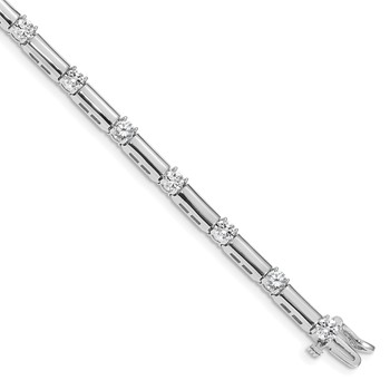 14k White Gold Holds 2.8 carat 13-3.8mm Round Diamond Bar Link 7 inch Tennis Bracelet Mounting