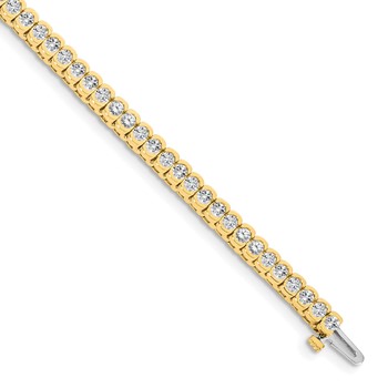 14k Holds 3.5 carat 60-2.5mm Round Diamond Half-Bezel 7 inch Tennis Bracelet Mounting