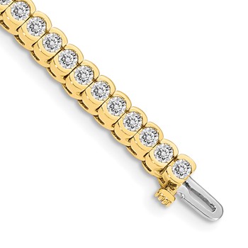 14k Holds 5.5 carat 51-3.0mm Round Diamond Half-Bezel 7 inch Tennis Bracelet Mounting