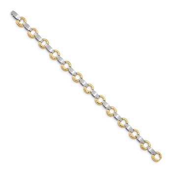 14k Two-tone Holds 13 Stones up to 2.5mm Satin Curved Bar Add-a-Diamond 7 inch Bracelet — alternate view