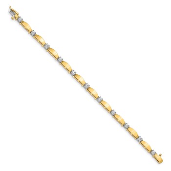 14k Two-tone Holds 1.13 carat 11-3.0mm Round Diamond Curved Bar Link 7 inch Tennis Bracelet Mounting — alternate view