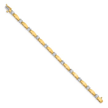14k Two-tone Holds 2.75 carat 11-4.0mm Round Diamond Curved Bar Link 7 inch Tennis Bracelet Mounting — alternate view