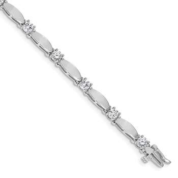 14k White Gold Holds 2.75 carat 11-4.0mm Round Diamond Curved Bar Link 7 inch Tennis Bracelet Mounting