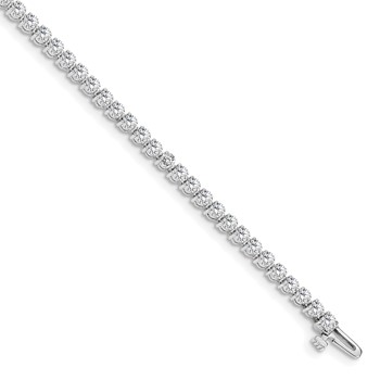 14k White Gold Holds 2.4 carat 59-2.2mm Round Diamond 3-prong 7 inch Tennis Bracelet Mounting