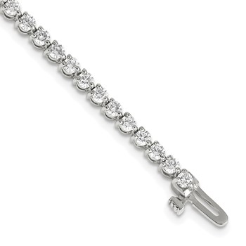 14k White Gold Holds 3.3 carat 56-2.5mm Round Diamond 3-prong 7 inch Tennis Bracelet Mounting
