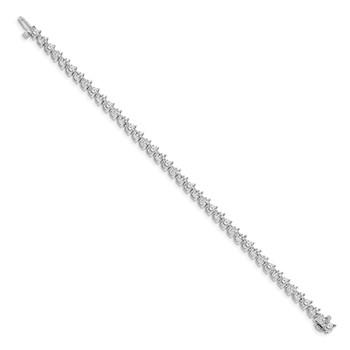 14k White Gold Holds 6.15 carat 41-3.4mm Round Diamond 3-prong 7 inch Tennis Bracelet Mounting — alternate view