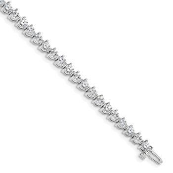 14k White Gold Holds 6.15 carat 41-3.4mm Round Diamond 3-prong 7 inch Tennis Bracelet Mounting