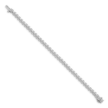 14k White Gold Holds 7 carat 38-3.6mm Round Diamond 3-prong 7 inch Tennis Bracelet Mounting — alternate view
