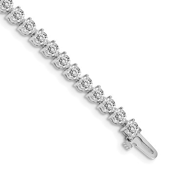 14k White Gold Holds 7 carat 38-3.6mm Round Diamond 3-prong 7 inch Tennis Bracelet Mounting