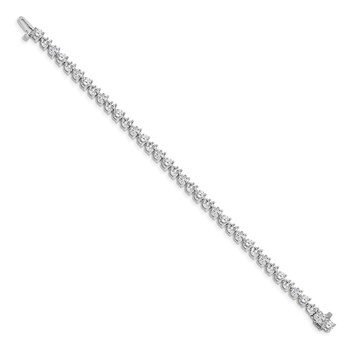 14k White Gold Holds 8.5 carat 37-3.9mm Round Diamond 3-prong 7 inch Tennis Bracelet Mounting — alternate view