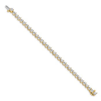 14k Holds 10.2 carat 34-4.3mm Round Diamond 3-prong 7 inch Tennis Bracelet Mounting — alternate view