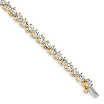 14k Holds 10.2 carat 34-4.3mm Round Diamond 3-prong 7 inch Tennis Bracelet Mounting