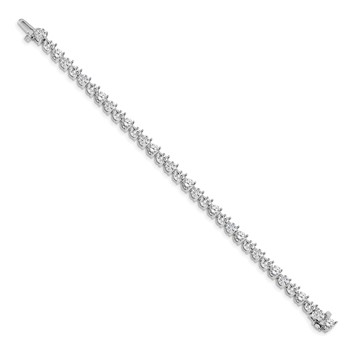 14k White Gold Holds 10.2 carat 34-4.3mm Round Diamond 3-prong 7 inch Tennis Bracelet Mounting — alternate view