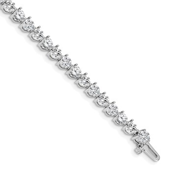 14k White Gold Holds 10.2 carat 34-4.3mm Round Diamond 3-prong 7 inch Tennis Bracelet Mounting
