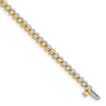 14k Holds 2.13 carat 61-2.0mm Round Diamond 2-prong 7 inch Tennis Bracelet Mounting