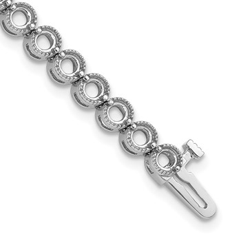 14k White Gold Holds 5 carat 36-3.3mm Round Diamond 2-prong 7 inch Tennis Bracelet Mounting