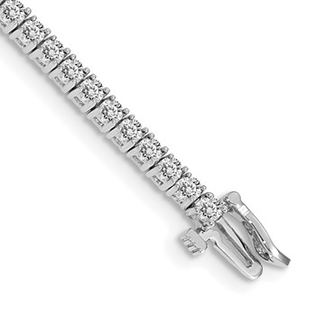 14k White Gold Holds 3.05 carat 61-2.3mm Round Diamond 4-prong 7 inch Tennis Bracelet Mounting